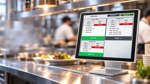 LimeOrder Kitchen Display System KDS in a restaurant kitchen